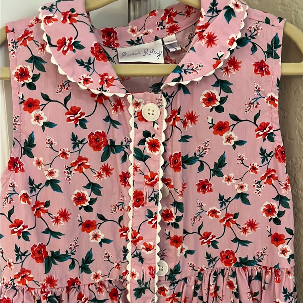 Rachel Riley Red and Black Casual Sundress with Peter Pan Collar